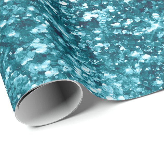 Papier Cadeau Aqua Gold Glitzy Parties scintillant (inspirée de  (Coin rond)