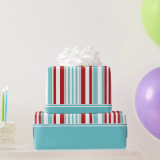 Papier Cadeau Aqua massif rétro avec rouge, blanc, bleu Aqua