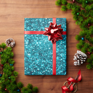 Papier Cadeau Aqua Turquoise Blue Sparkle