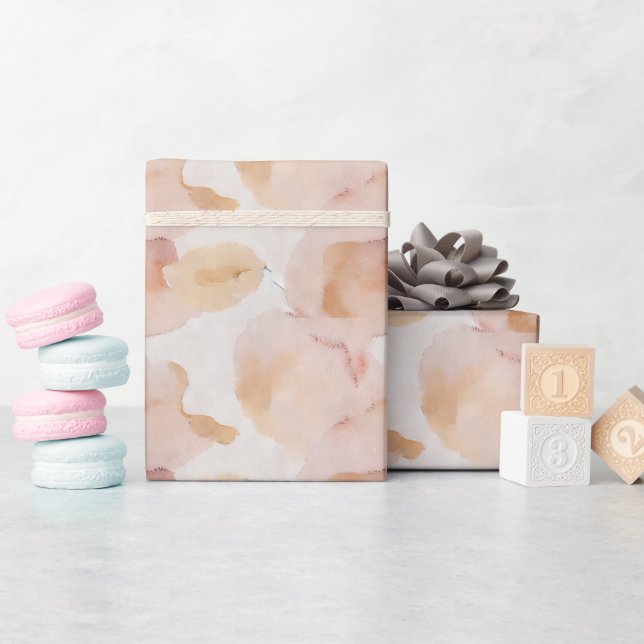 Papier Cadeau Aquarell camouflage abstrait dans l'abricot (Baby Shower)