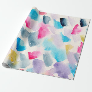 Papier Cadeau aquarelle à la main abstraite brosse traits retour