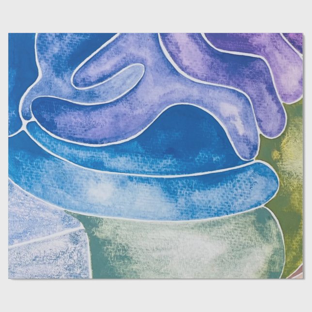 Papier Cadeau Aquarelle Abstraite Blue Ombre (Plat)
