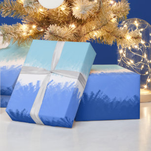 Papier Cadeau Aquarelle Abstraite moderne tons bleus