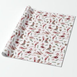 Papier Cadeau Aquarelle adorable Motif de Noël Dachshund