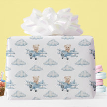 Aquarelle adorable Ours en peluche Avion