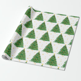 Papier Cadeau Aquarelle Arbre Joyeux Papier d'enveloppement de N