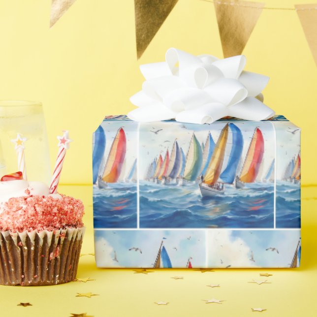 Papier Cadeau Aquarelle Artwork Voilier Regatta (Fête d'anniversaire)