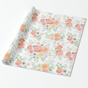 Papier Cadeau Aquarelle assez en pastel florale