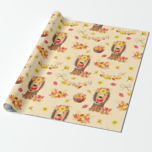 Papier Cadeau Aquarelle Automne motif transparent. Cute col