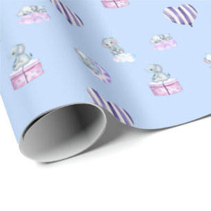 Papier Cadeau Aquarelle Baby Elephant Baby shower Cadeau