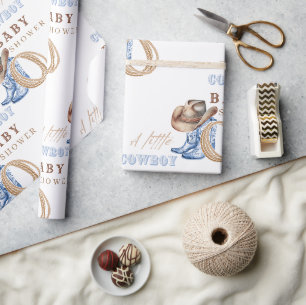 Papier Cadeau Aquarelle Baby shower Cowboy Russe