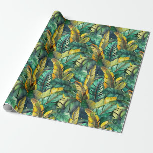 Papier Cadeau Aquarelle Banane Feuilles papier à envelopper roul