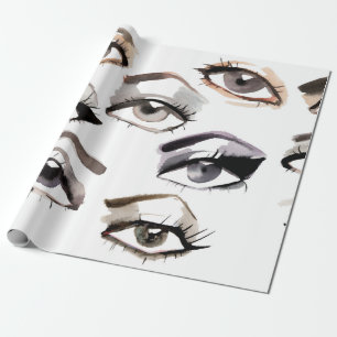 Papier Cadeau Aquarelle beaux yeux motif
