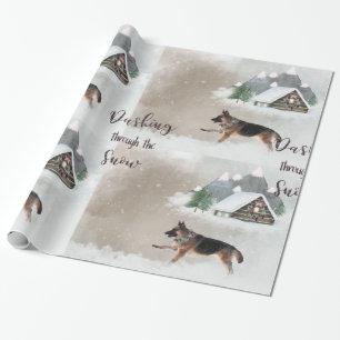 Papier Cadeau Aquarelle berger allemande Joyeux spectacle de vac