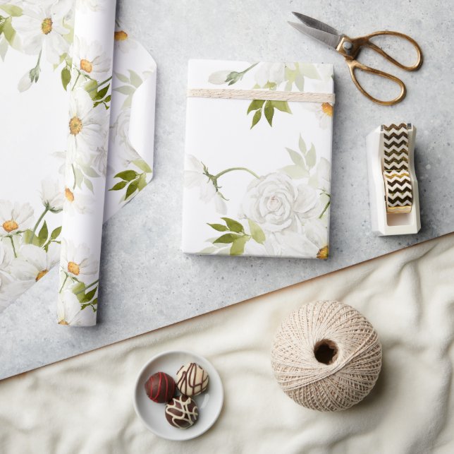 Papier Cadeau Aquarelle blanche couleur marron assez (Artisanat)