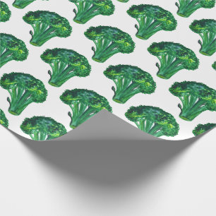 Papier Cadeau Aquarelle blanche et verte pour le brocoli Big Bro