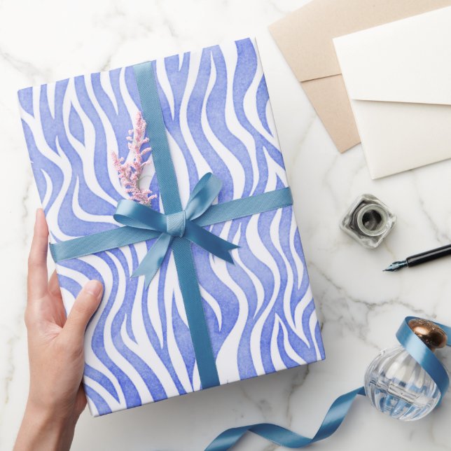 Papier Cadeau Aquarelle bleu Denim Zebra Imprimer (Cadeaux)