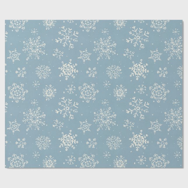 Papier Cadeau Aquarelle bleue des neiges d'hiver (Plat)