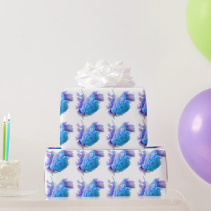 Papier Cadeau Aquarelle bleue rose bleu fleur bleu floral