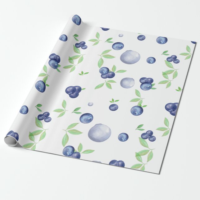 Papier Cadeau Aquarelle Blueberry (Déroulé)