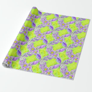 Papier Cadeau Aquarelle Boho inspirée Art nouveau Floral