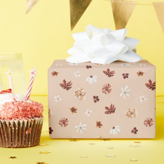 Papier Cadeau Aquarelle Boho motif floral (Fête d'anniversaire)