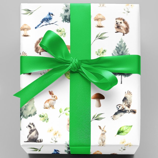 Papier Cadeau Aquarelle bois Forêt Animaux (Créateur téléchargé)