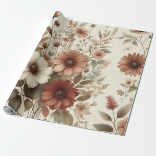 Papier Cadeau Aquarelle botanique Élégante florales d'automne