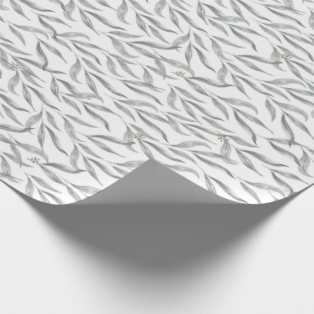 Papier Cadeau Aquarelle botanique Feuille Eucalyptus australien (Coin)