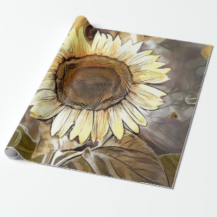 Papier Cadeau Aquarelle brillant Sunflower Collection élégante