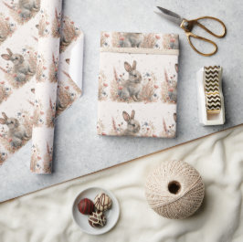 Papier Cadeau Aquarelle Bunny & Flores : Art du printemps