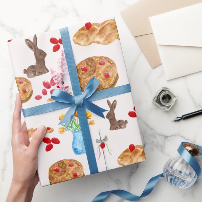 Papier Cadeau Aquarelle Cadeau grec Pâques enveloppé (Cadeaux)