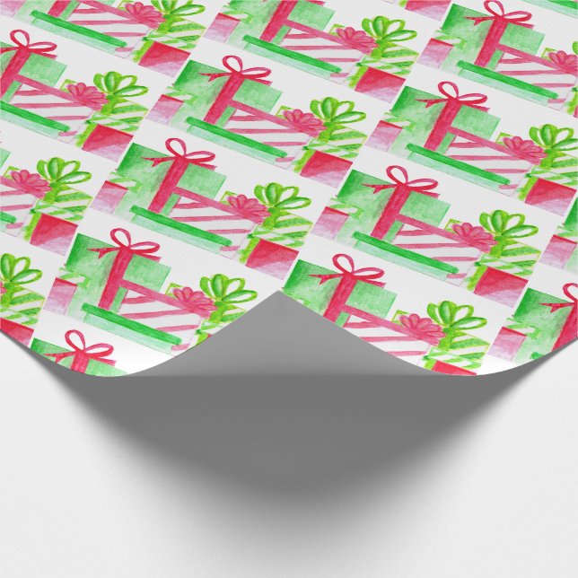 Papier Cadeau Aquarelle cadeaux de Noël (Coin)