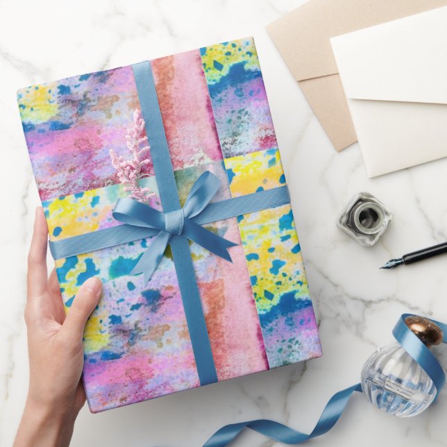 Papier Cadeau Aquarelle Carrés À damiers enveloppement cadeau (Cadeaux)