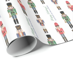 Papier Cadeau Aquarelle Casse-Noisette Soldats de ballet Noël