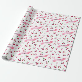 Papier Cadeau Aquarelle Cerises mignonne Whimsical Personnalisé