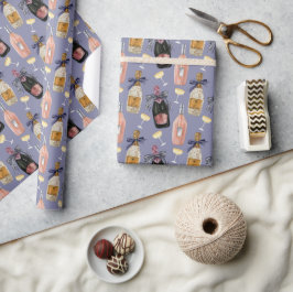 Papier Cadeau Aquarelle Champagne français