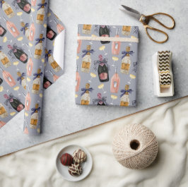 Papier Cadeau Aquarelle Champagne français