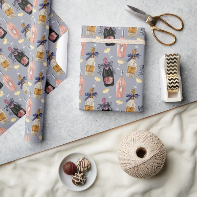 Papier Cadeau Aquarelle Champagne français (Artisanat)