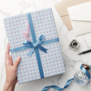Papier Cadeau Aquarelle Chinoiserie Bleu et rose Ginger Jars