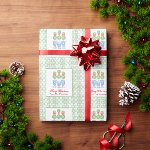 Papier Cadeau Aquarelle Chinoiserie Christmas Bow Topift Cadeau
