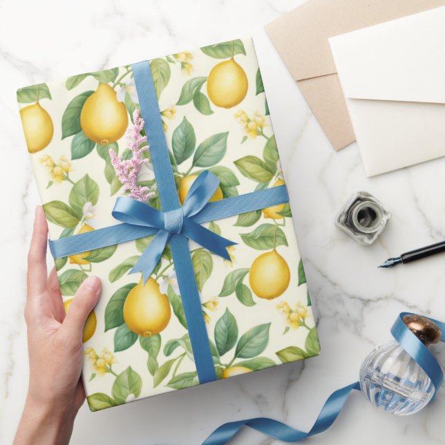 Papier Cadeau Aquarelle Citron Estival (Cadeaux)