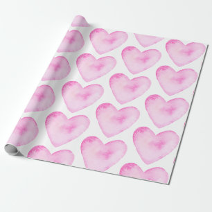 Papier Cadeau Aquarelle Coeurs roses Filles mignonnes Motifs