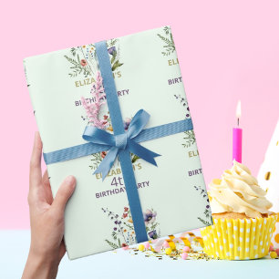 Papier Cadeau Aquarelle colorée Fleur sauvage Florale Anniversai