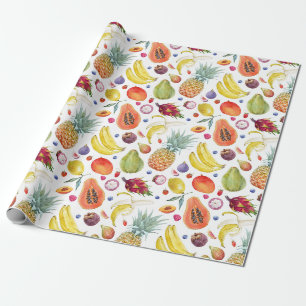 Papier Cadeau Aquarelle colorée Fruits Motif