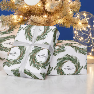 Papier Cadeau Aquarelle couronne d'hiver élégant personnalisé