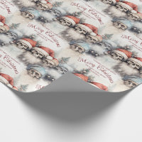 Aquarelle Crânes à Santa Hats Noël gothique