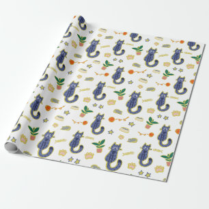 Papier Cadeau Aquarelle Cute Chats Motif