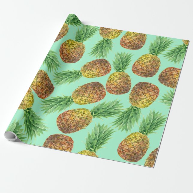 Papier Cadeau Aquarelle d'ananas 2 (Déroulé)