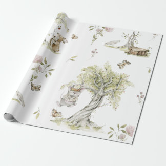 Papier Cadeau Aquarelle de bois Papier d'enveloppement pour enfa